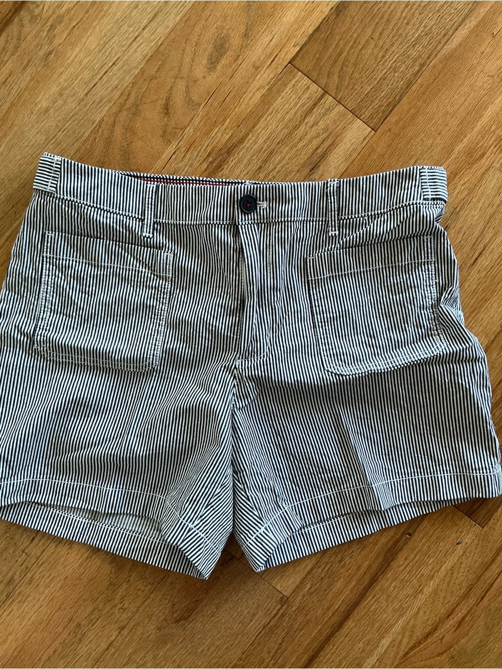 Tommy Hilfiger Navy & White Striped Cotton Jean Shorts